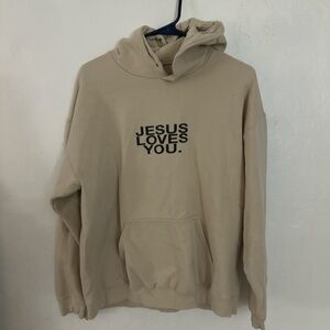 Jesus loves you brand tan hoodie